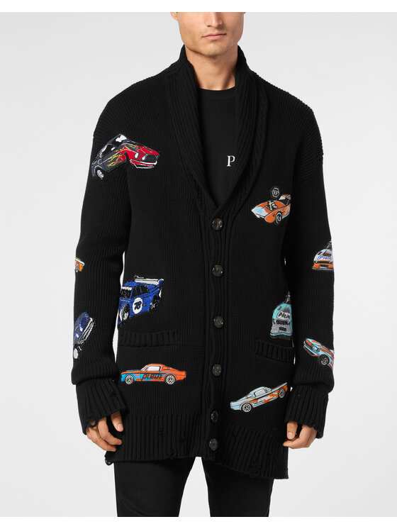 PHILIPP PLEIN PHILIPP PLEIN Kardigan 22557 Czarny Regular Fit