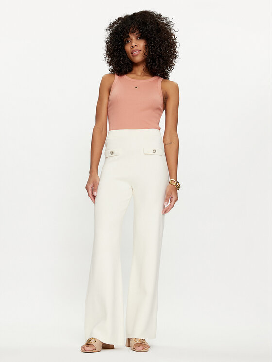 TWINSET TWINSET Hlače iz tkanine 241TP3091 Écru Straight Fit