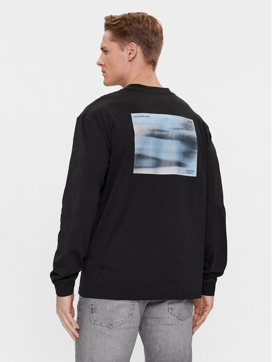 Calvin Klein Jeans Calvin Klein Jeans Majica dugih rukava Spray J30J324642 Crna Relaxed Fit