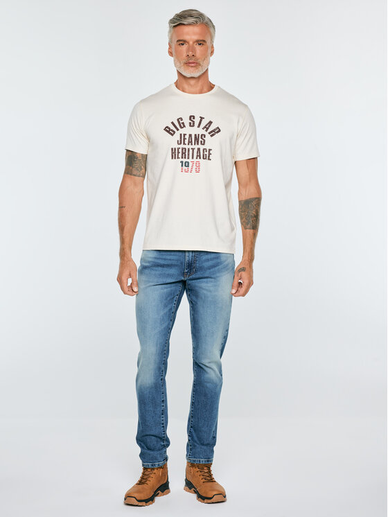 BIG STAR BIG STAR T-Shirt NELLER Kremowy Basic Fit