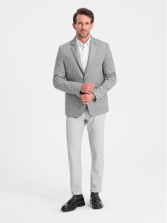 Ombre Ombre Marynarka OM-BLZB-0117 Szary Classic Fit