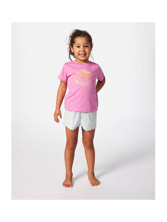 Rip Curl Rip Curl T-Shirt Rainbow Logo/Desto Tee-Girl Różowy Standard Fit