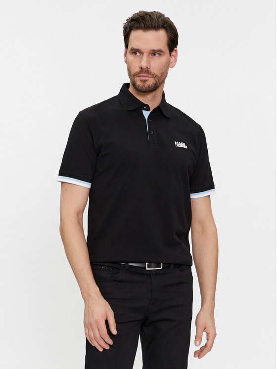 KARL LAGERFELD Tricou polo 745403 541233 Negru Regular Fit