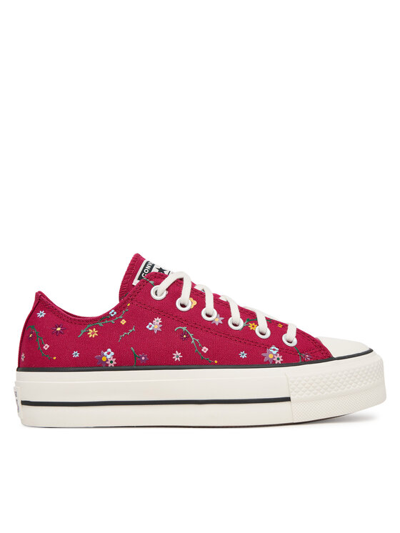 Converse Converse Кецове Chuck Taylor All Star Lift Platform Embroidered Floral Patchwork A15535C Бордо