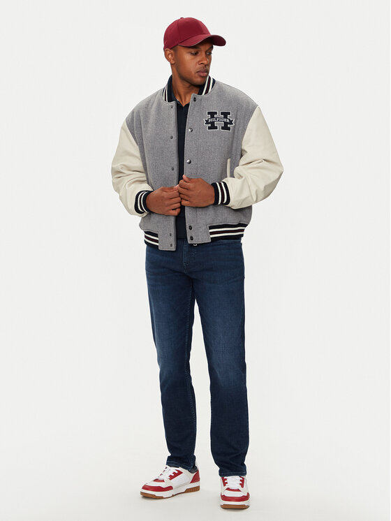 Tommy Hilfiger Tommy Hilfiger Kurtka bomber Varsity MW0MW37032 Szary Regular Fit