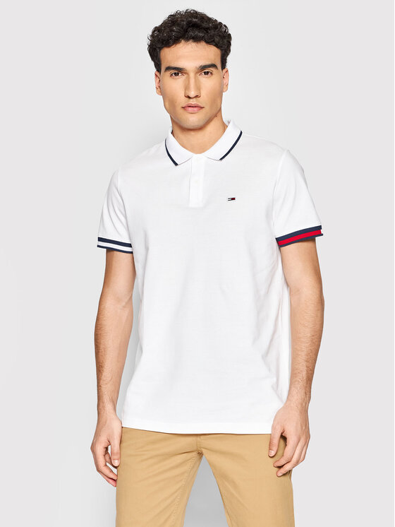 Tommy Jeans Polo Flag DM0DM12963 Balts Regular Fit