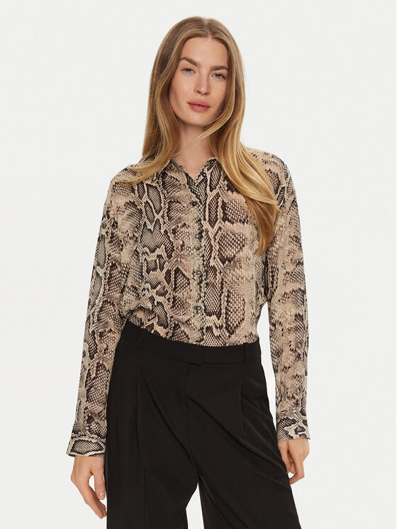 Sisley Sisley Srajca 5YBMLQ07F Bež Regular Fit