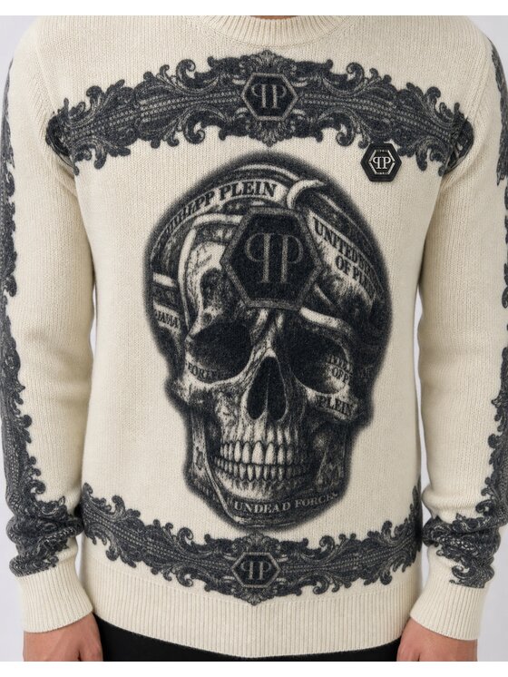 PHILIPP PLEIN PHILIPP PLEIN Sveter 31398 Biela Regular Fit
