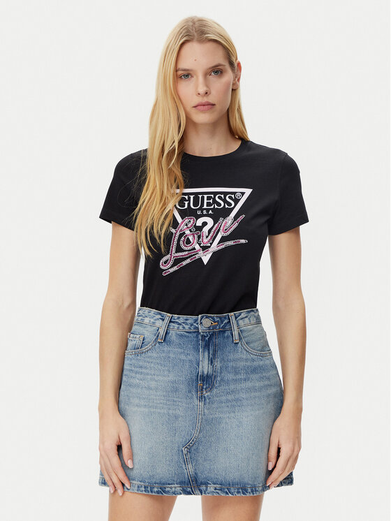 Guess Guess Tricou W5GI05 I3Z14 Negru Regular Fit
