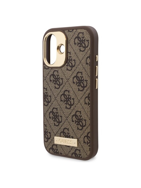 Guess Guess Etui na telefon iPhone 16 Plus Brązowy