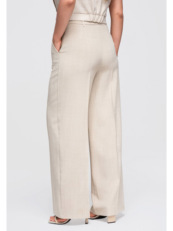 Ombre Ombre Spodnie materiałowe OW-PA-E0013 Beżowy Relaxed Fit