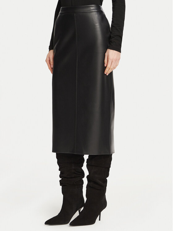Marella Marella Spódnica z imitacji skóry 2623776022200 Czarny Regular Fit