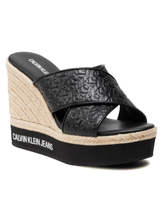 Calvin Klein Jeans Espadryle Wedge Sandal Crisscross Em Pa-Pl YW0YW00032 Czarny