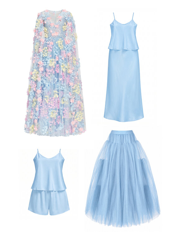 MATSOUR'I MATSOUR'I Sukienka wieczorowa Hortensia Maxi Niebieski A-Line Fit