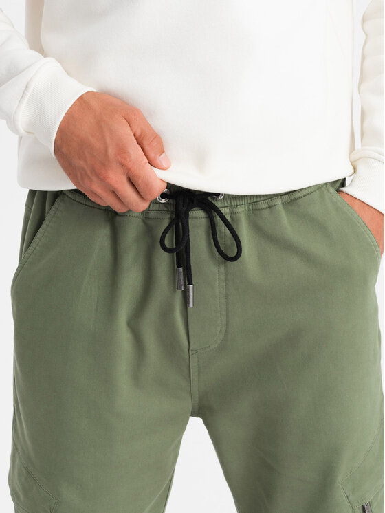 Ombre Ombre Joggers kalhoty OM-PAJO-0199 Khaki Regular Fit