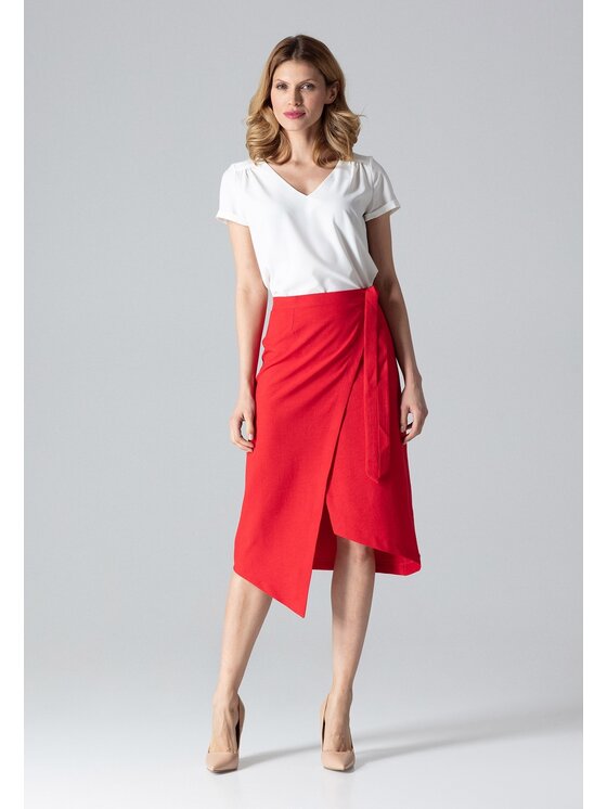 FIGL FIGL Spódnica midi M629 Czerwony Straight Fit