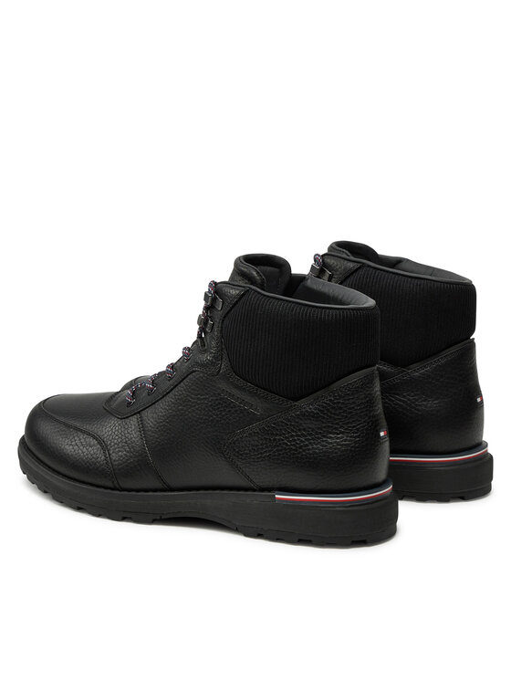 Tommy Hilfiger Tommy Hilfiger Schnürschuhe Corporate Warm Outdoor Lth Boot FM0FM05148 Schwarz
