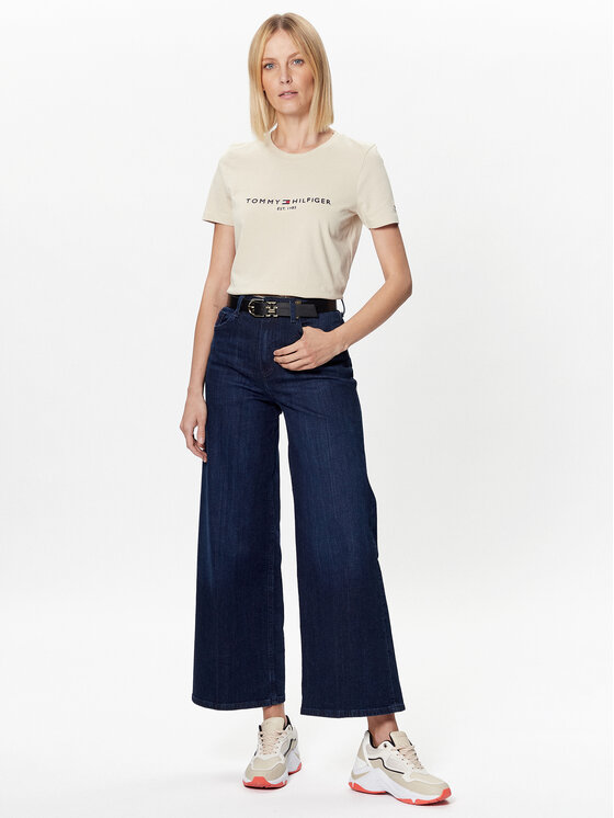 Tommy Hilfiger Tommy Hilfiger T-Shirt WW0WW28681 Beżowy Regular Fit