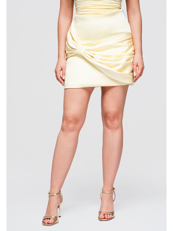 Ombre Ombre Spódnica mini OW-GL-E0007 Żółty Slim Fit