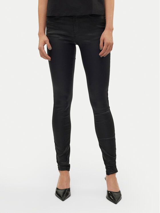 Vero Moda Vero Moda Kalhoty z imitace kůže Flash 10314591 Černá Skinny Fit