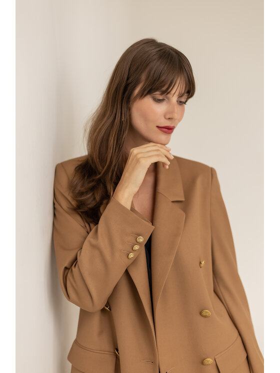 Entelier Entelier Trencz trencz dwurzędowy Beżowy Comfortable Fit