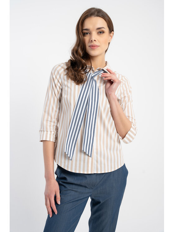 CLICK CLICK Πουκάμισο 10-6853 Μπεζ Classic Fit