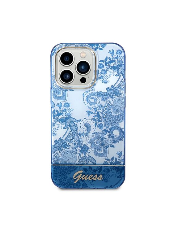 Guess Guess Etui na telefon Porcelain Collection Niebieski