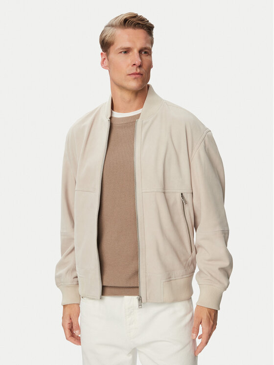 BOSS BOSS Bőrkabát Jonorve 50562519 Bézs Regular Fit