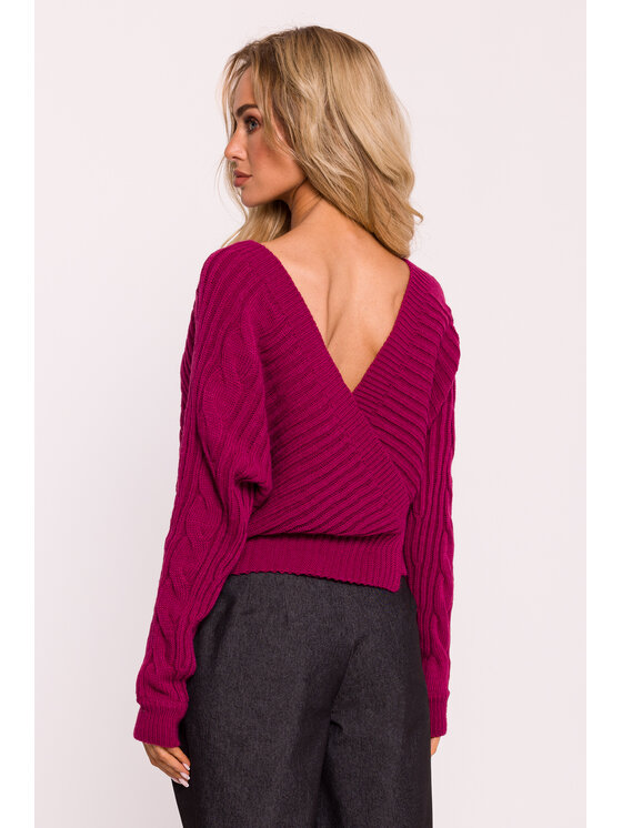 Made of Emotion Made of Emotion Sweter M809 Różowy Active Fit