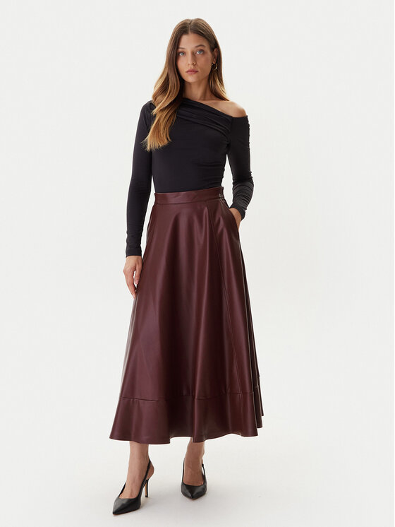 Guess Guess Спідниця зі штучної шкіри W5BD71 K8S30 Коричневий Regular Fit