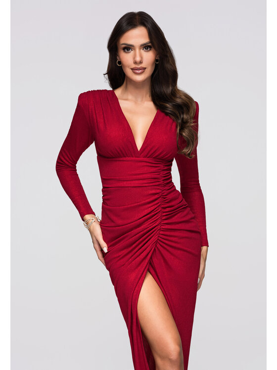 Ombre Ombre Sukienka wieczorowa LA-OM-DLR268 Czerwony Regular Fit