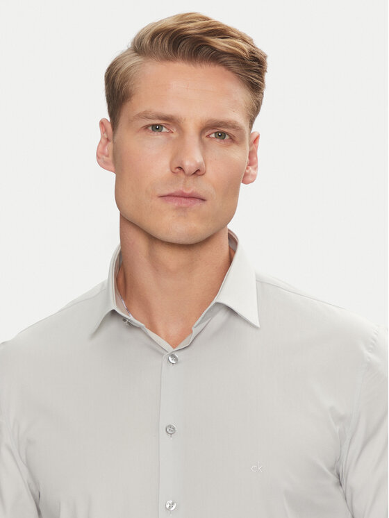 Calvin Klein Calvin Klein Cămașă Poplin Stretch Slim Shirt K10K108229 Gri Slim Fit
