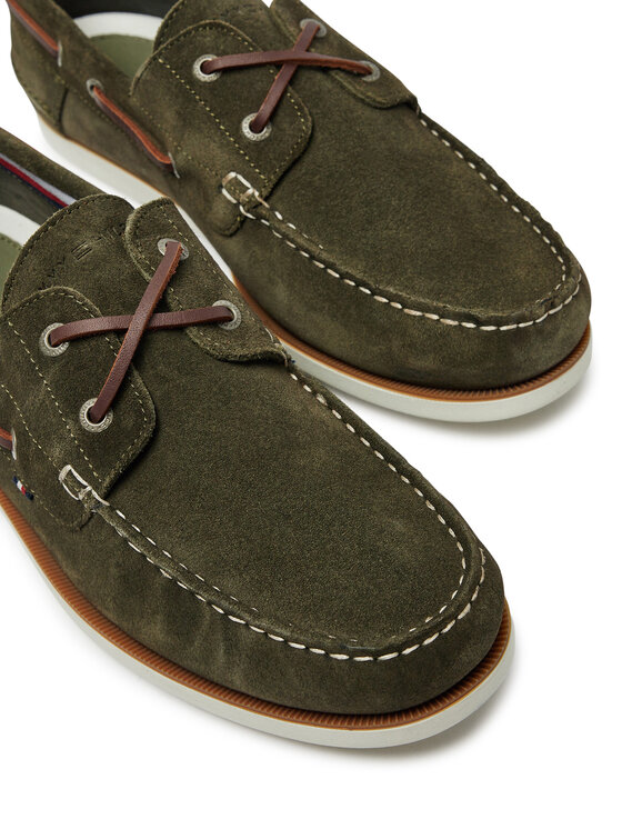 Tommy Hilfiger Tommy Hilfiger Halbschuhe Th Boat Shoe Core Suede FM0FM05387 Grün