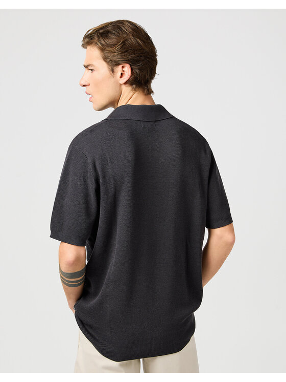 Wrangler Wrangler Sweter SS POLO Czarny Regular Fit