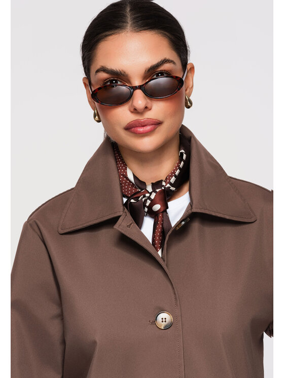 Ombre Ombre Płaszcz przejściowy OW-COLC-0114 Brązowy Regular Fit