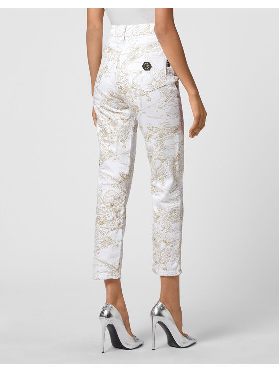 PHILIPP PLEIN PHILIPP PLEIN Jeansy 6881 Biały Boyfriend Fit