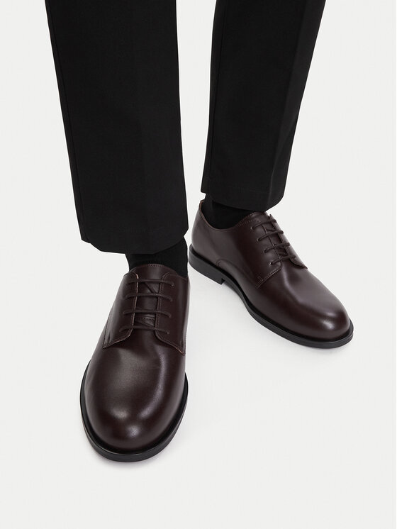 Calvin Klein Īsi apavi Ess Rubber Derby Lth HM0HM02056 Tumši brūna