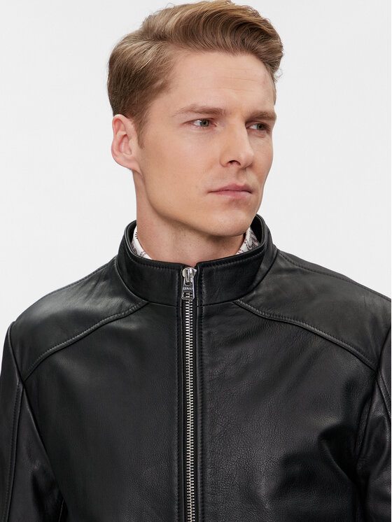 HUGO Hugo Lederjacke Lokis2 50513322 Schwarz Slim Fit