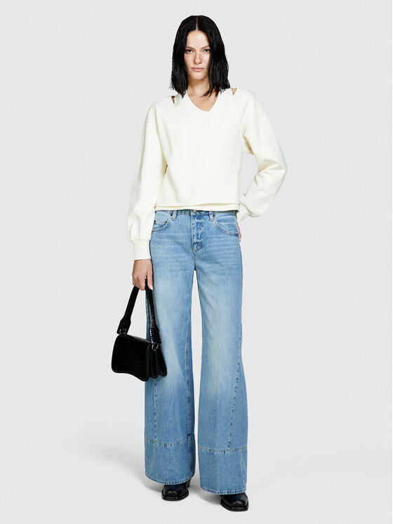 Sisley Sisley Majica dugih rukava 3FPPL104P Écru Regular Fit