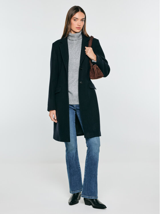 BIG STAR BIG STAR Płaszcz wełniany JULIETTE Granatowy Slim Fit