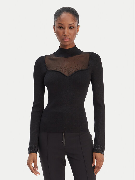 Guess Guess Пуловер W6RR45 Z4842 Черен Regular Fit