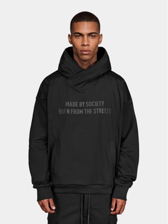 MADE BY SOCIETY MADE BY SOCIETY Kurtka anorak Slim Fit Shadow Fold - H18002 Czarny Basic Fit