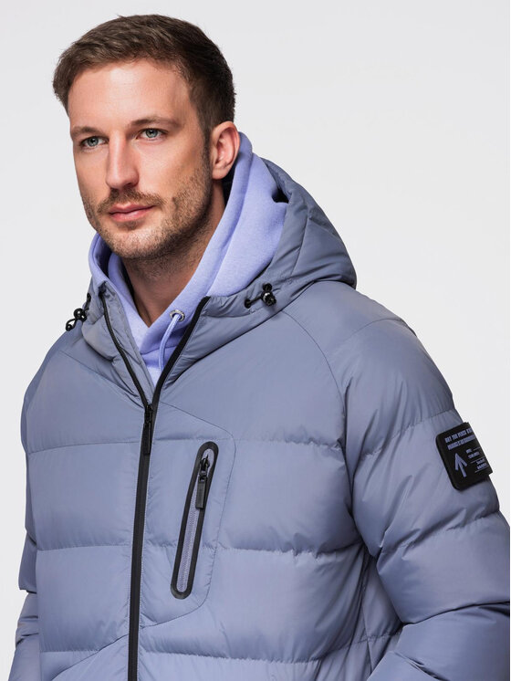 Ombre Ombre Kurtka zimowa OM-JAHP-0302 Fioletowy Regular Fit