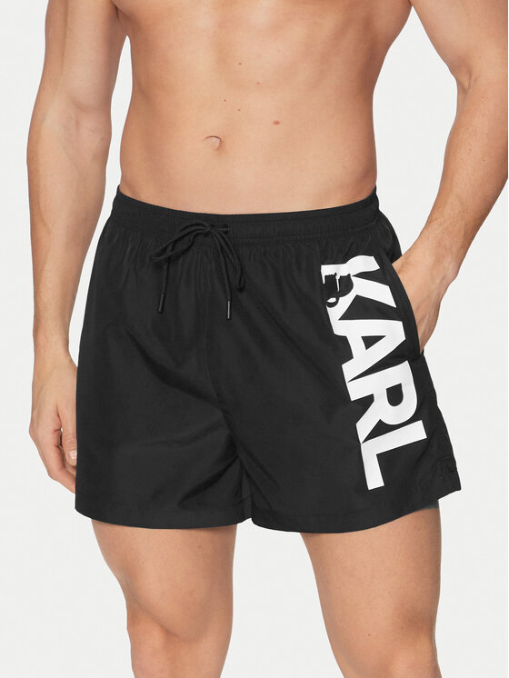 KARL LAGERFELD Pantaloni scurți pentru înot A1M46013 Negru Regular Fit