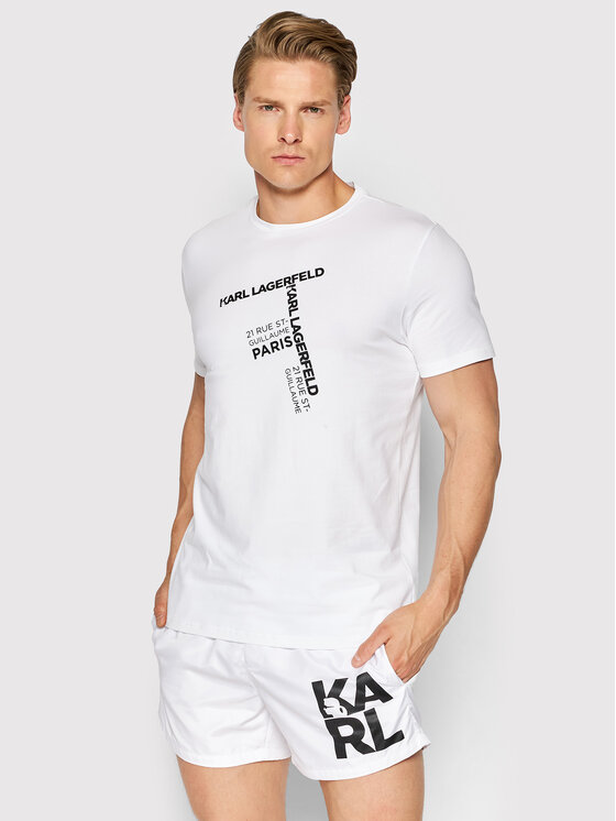 KARL LAGERFELD KARL LAGERFELD T-shirt Rue St Guillaume KL22MTS02 Bianco Regular Fit