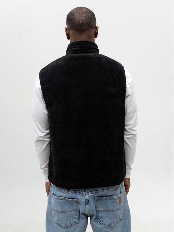 Jigga Wear Jigga Wear Kamizelka Bezrękawnik Polar Miś Sherpa Czarny Regular Fit