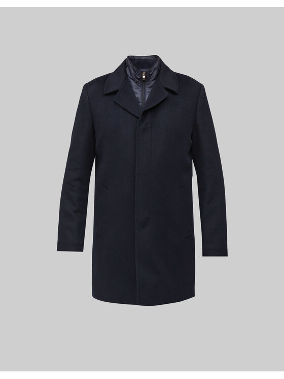 Borgio Borgio Płaszcz wełniany sferro Granatowy Slim Fit