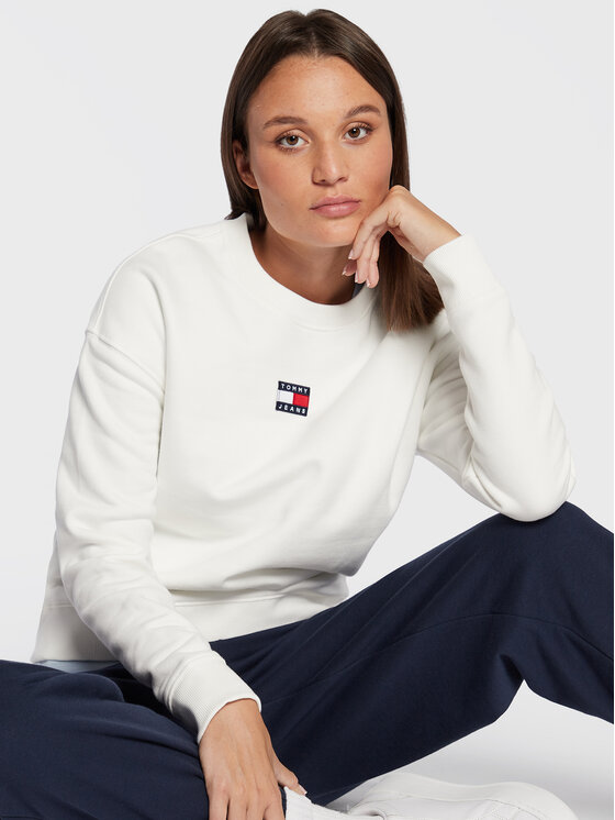 Tommy Jeans Tommy Jeans Džemperis ar kapuci Center Badge DW0DW10402 Balts Regular Fit