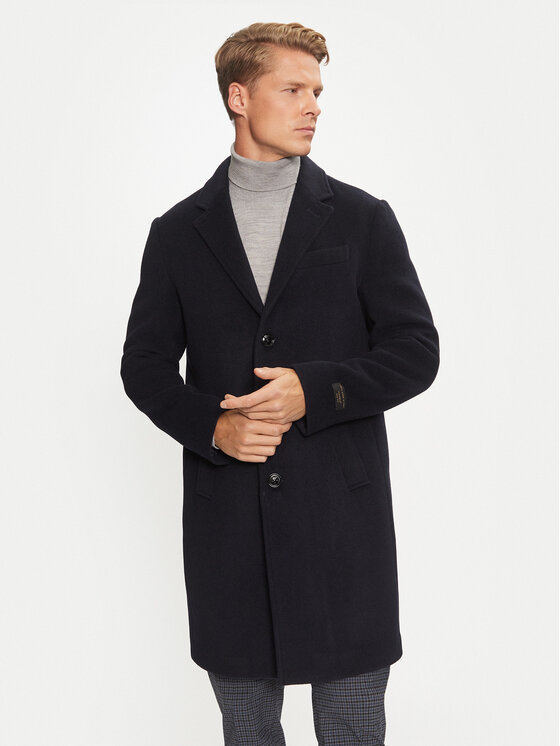 Liu Jo Vlnený kabát QXX009 T2583 Tmavomodrá Regular Fit