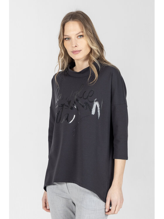 Deni Cler Milano Deni Cler Milano Bluza T-DC-W008-F2-10-90-1 Czarny Loose Fit